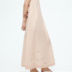 H & M Edition Pale pink Strapless Floral Rhinestone embellished A line Dress